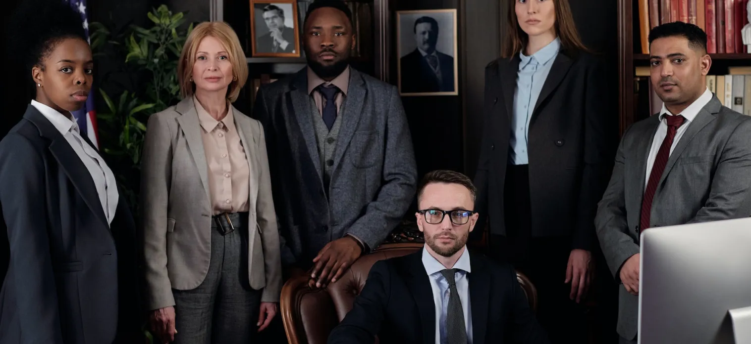 The law firm team in the office